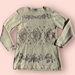 Vintage Worthing Cottage-core Embroidered Sweater